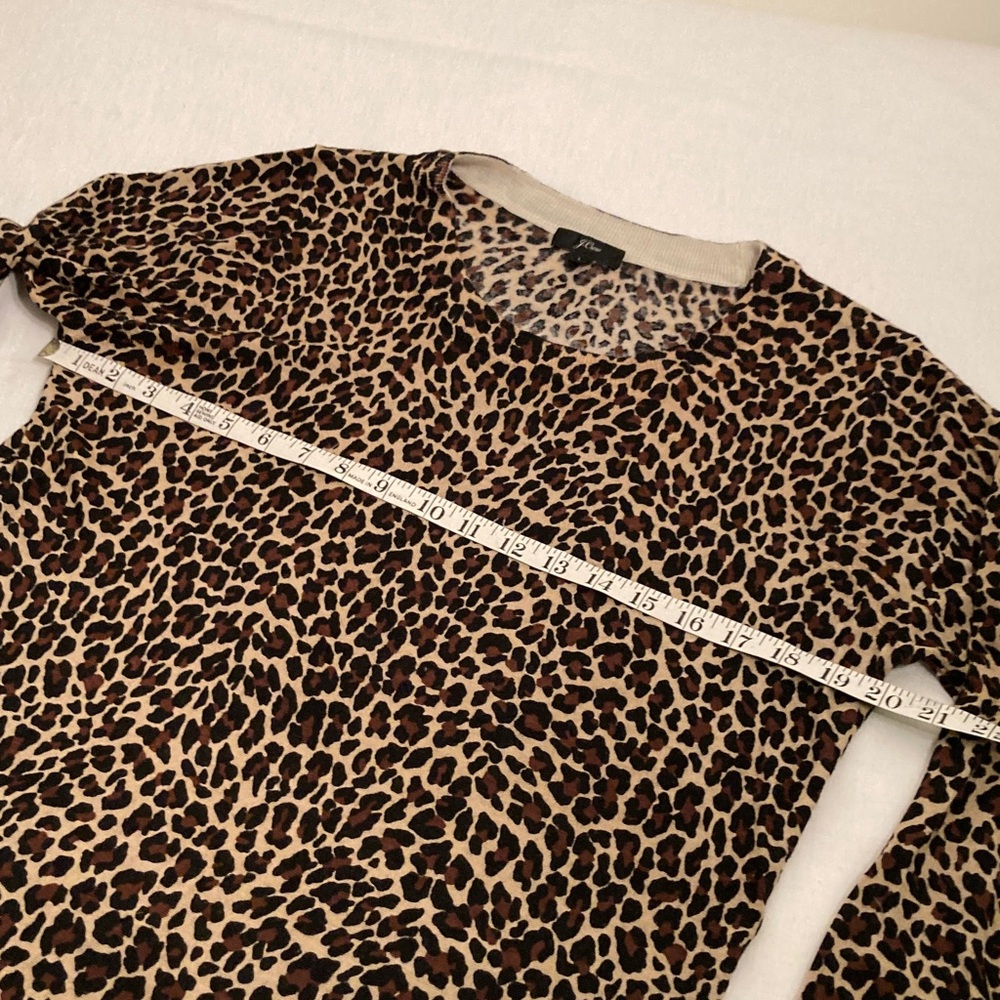 J. Crew 100% merino Leopard Print Long Sleeve Top L - Picture 4 of 14